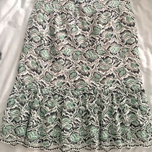 LACE NAVY, SEAFOAM, & WHITE MIDI SKIRT